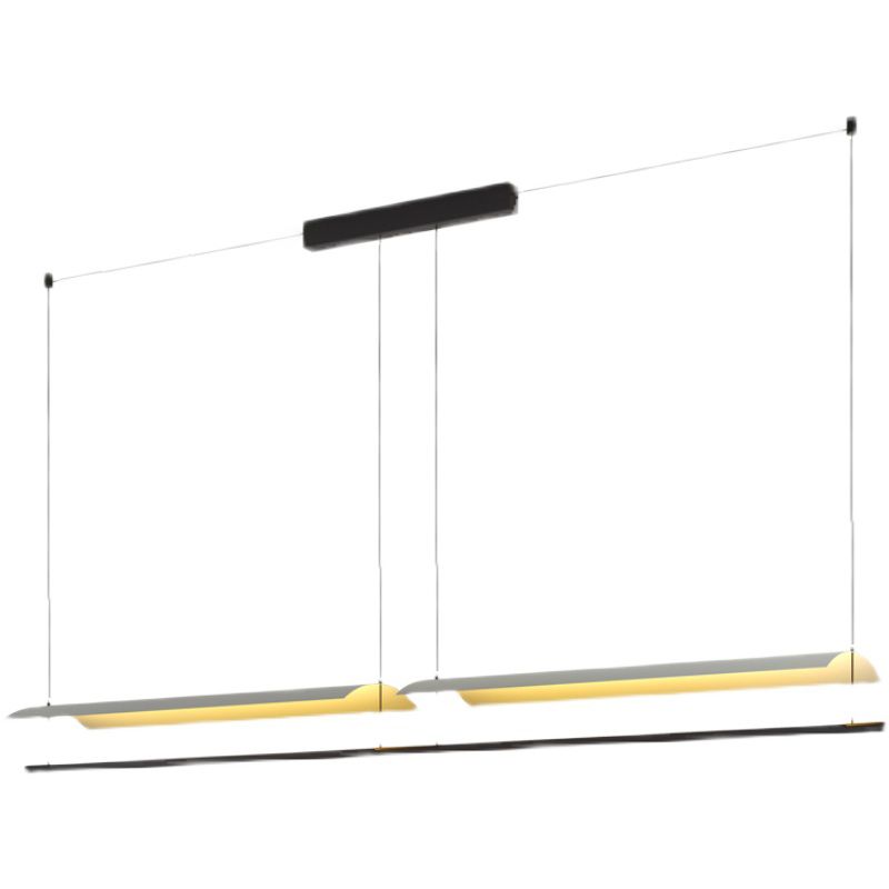 Black and White Kitchen Island Fixture Linear Modern Iron Pendant Light