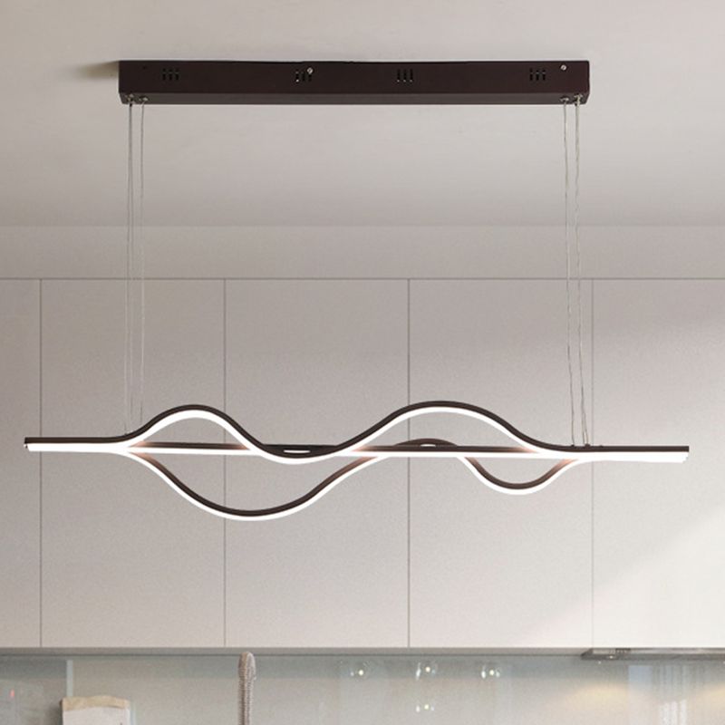Brown Lines Island Lighting Fixture Contemporary LED Acrylic Hanging Ceiling Light