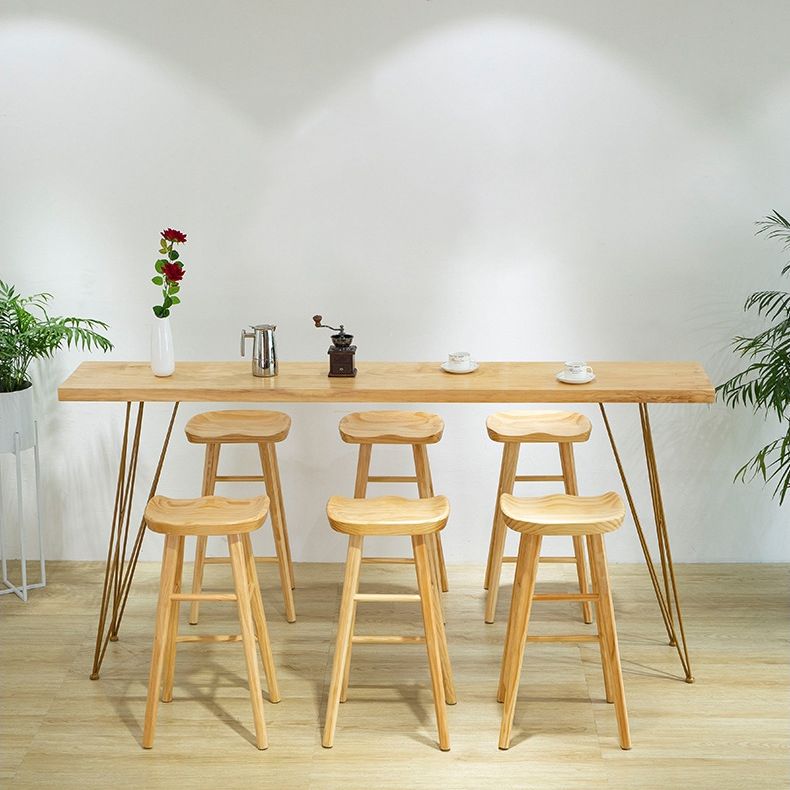 Glam Wooden Bar Table Set 1/2/7 Pieces Rectangle Bar Table with High Stools for Home