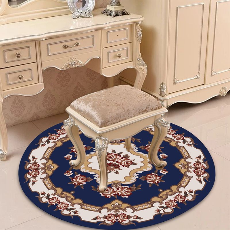 Victorian Bedroom Rug Multicolor Peony Area Rug Polyester Stain Resistant Washable Anti-Slip Rug