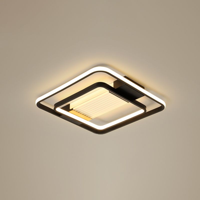Schwarz Finish Rechteck LED Flush Licht Minimalist Acryl Decken Halterung Lampe für Wohnzimmer
