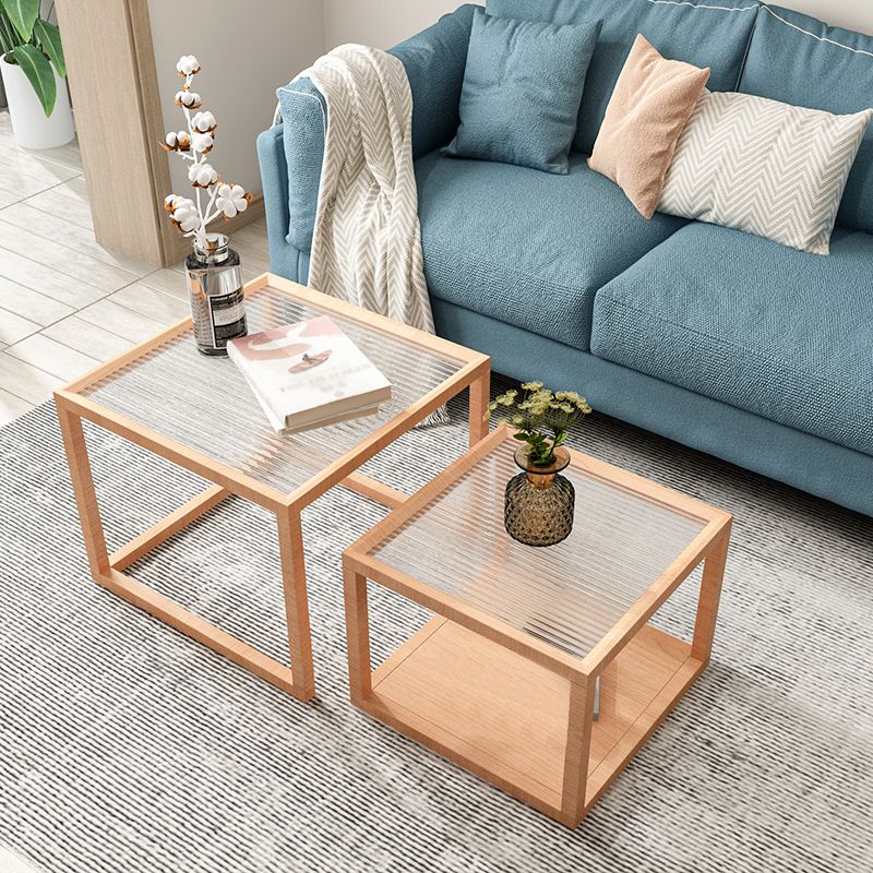 Scandinavian Solid Wood Square Coffee Cocktail Table in Natural