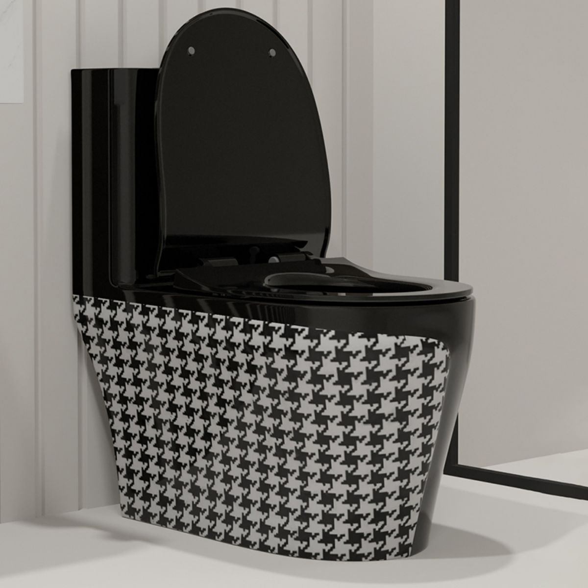 Floor Mount Flush Toilet Traditional Skirted One-Piece Toilet with Slow Close Seat