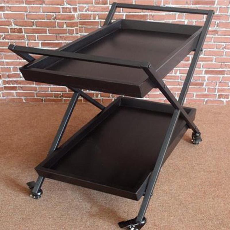 27.56"H Rolling Modern Prep Table Wood Rectangular Prep Table for Home Use