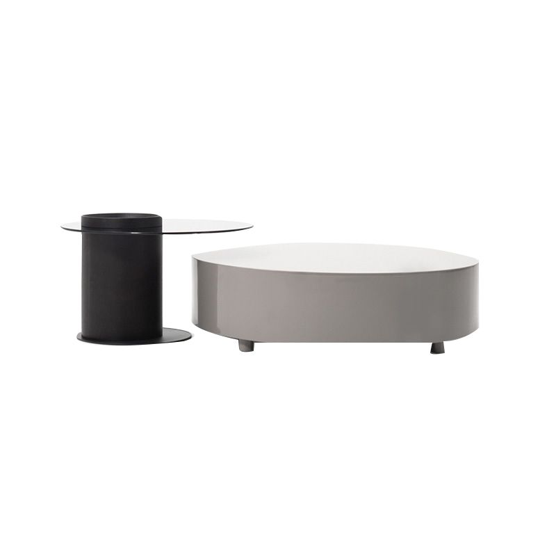 Modern Coffee Table Round Nesting Coffee Table with Storage Drawers