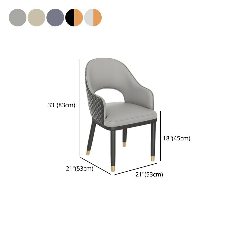 Modern Style Arm Chair Leather Open Back Indoor Dining Chair