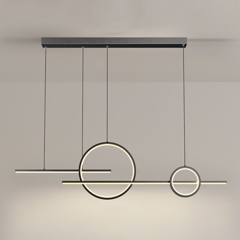 LED Island Lamp Modern Simple Island Hanging Lamp with Silica Gel Shade for Dining Room