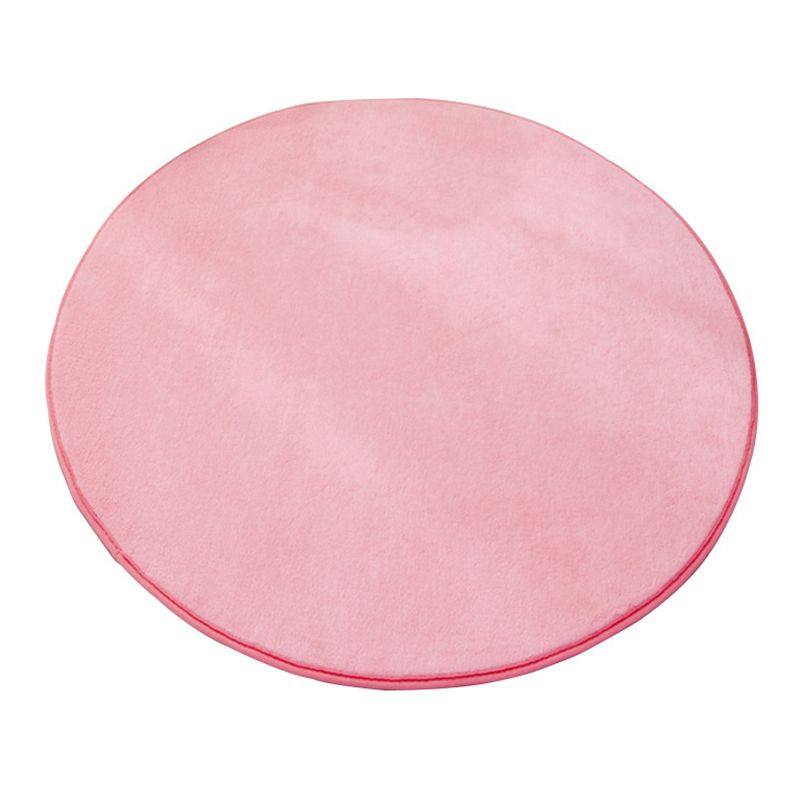 Circular Solid Color Area Rug Polyester Easy Care Carpet for Living Room