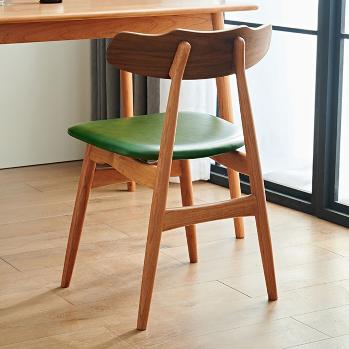 Contemporary Indoor Wood Open Back Upholstered Side Dining Chair