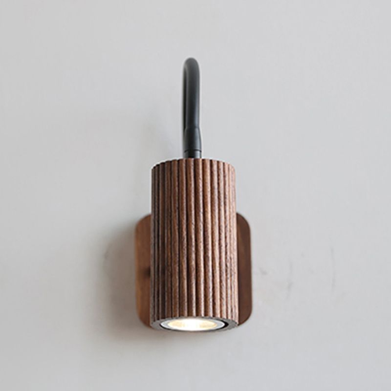 Modern Wooden Shade Wall Lighting Fixtures Cylinder Shade Wall Lamp for Bedroom