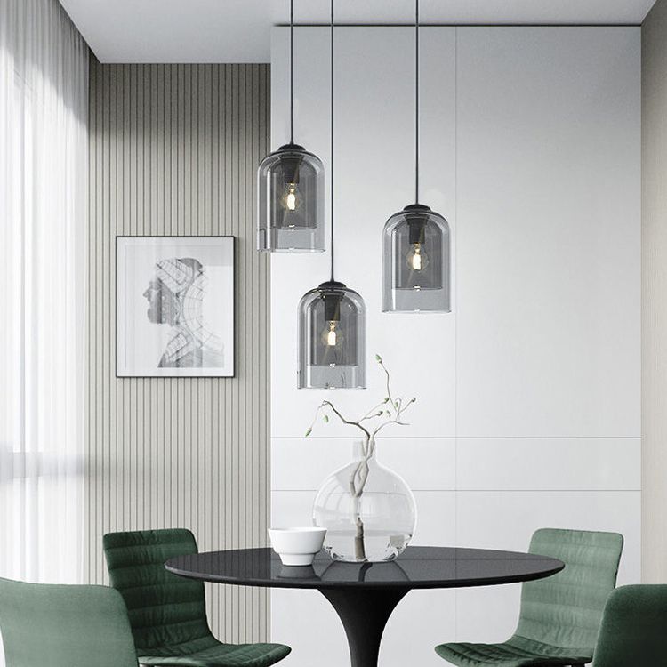 Doppelglas Hängelampe im modernen kreativen Stil Iron Bell Anhänger Licht für Esszimmer