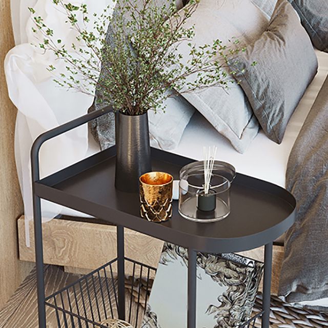 23.6" Tall Mid-Century Style Side Table Metal Double Tier Side End Table