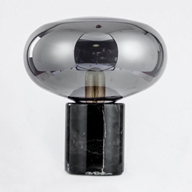 Urne Task Lamp zeitgenössische Glas 1 Glühbirne 8 "/13" breites schwarzes Tischlicht mit Marmorbasis