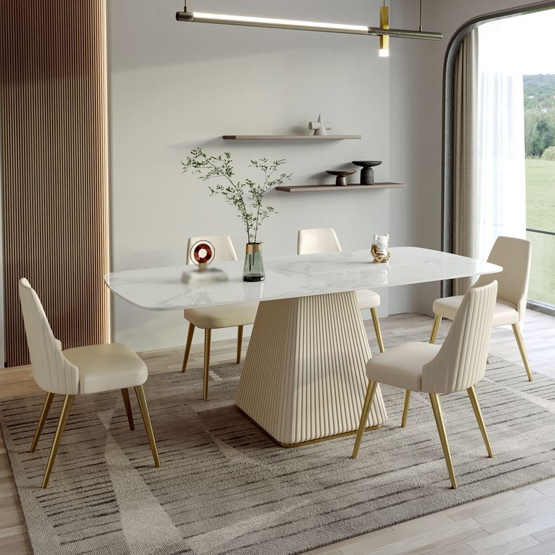 Nordic Sintered Stone Top Dining Set Rectangle 1/5/6/7 Pieces Dining Table with Chairs