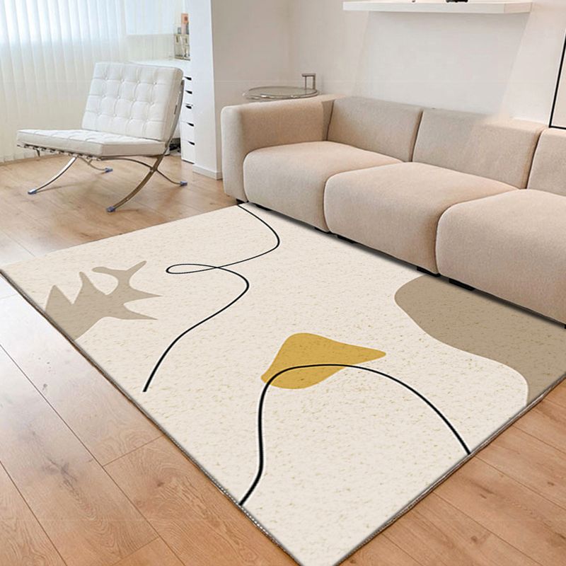 Simple Line Color Block Rug Living Room Bedroom Non-slip Carpet Stain Resistant Rug