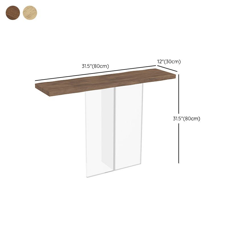 Solid Wood Console Table 31.5" Tall Rectangle End Table with Acrylic Leg