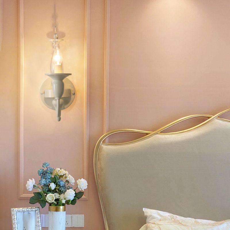 Candle Shape Crystal Wall Sconces Modern 1/2-Light Wall Mount Light Fixture in White