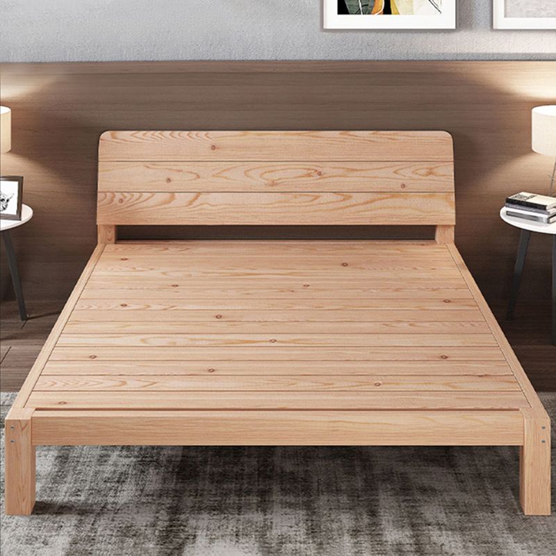 Scandinavian Rectangular Bed Headboard Wood Bed with Custom Legs