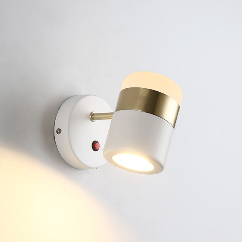 1-Light Cylindrical Simplicity Wall Sconce 4.3" Height Modern Style Rotatable Mini Wall Lamp