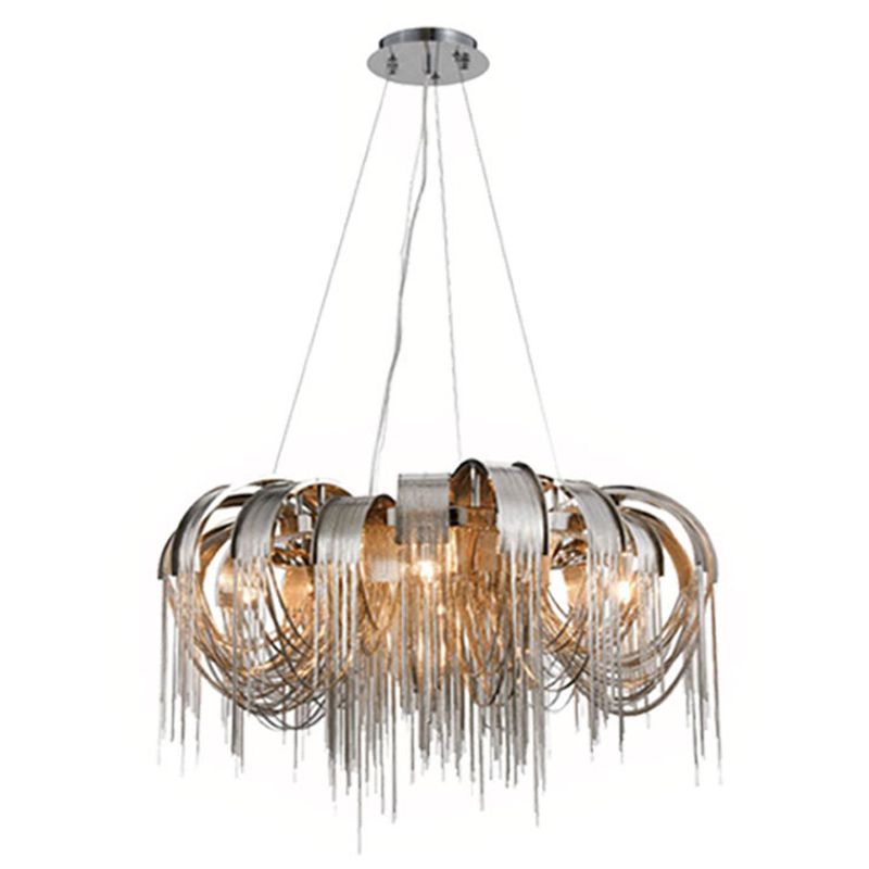 Metal Chain Shade Chandelier Light Fixtures Contemporary Hanging Lamp for Living Room