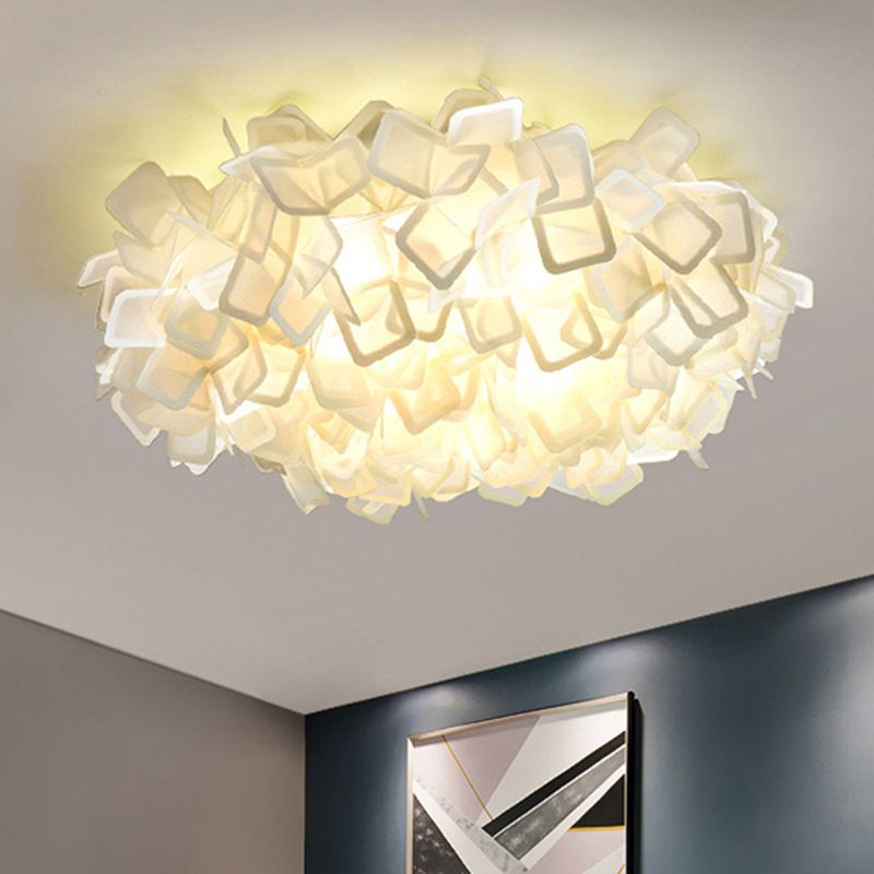 Blossoming Flower Acrylic Flush Mount Contemporary Led White/Black/Blue Flush Ceiling Light Fixture