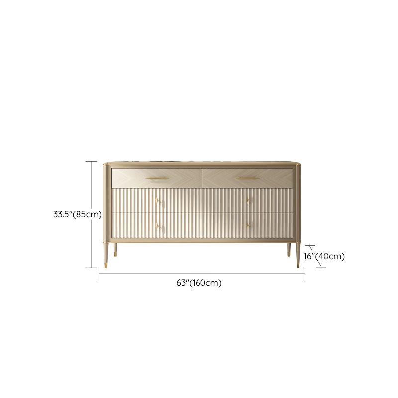 Wooden Storage Chest Dresser Glam Storage Chest with 6 Drawers