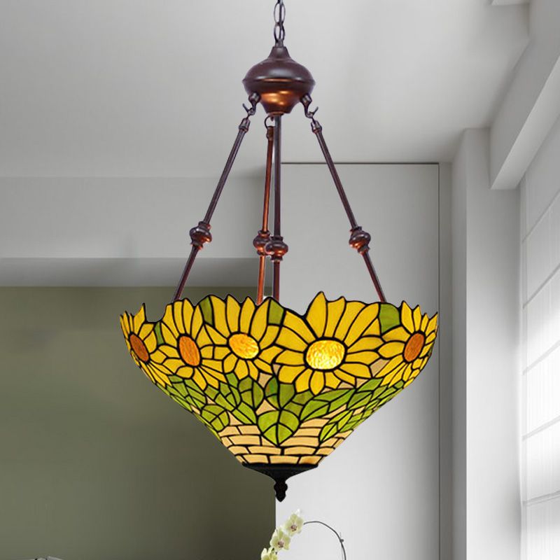 2 luci cucina soffitto lampadario mediterraneo rosso/giallo/arancione con tonalità di vetro colorato