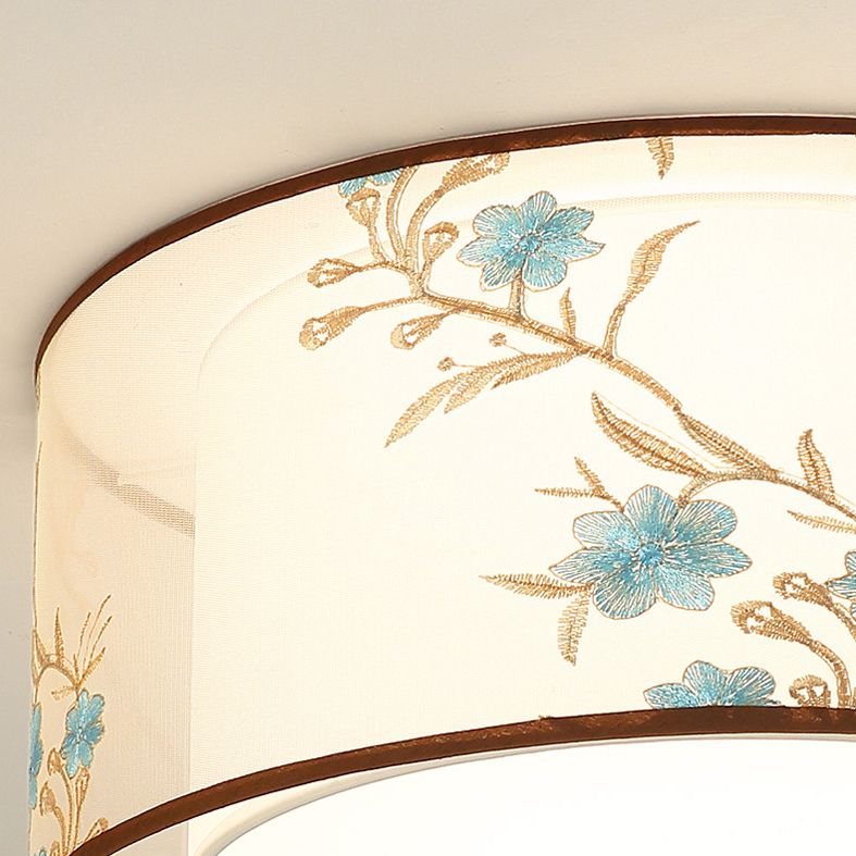 Luminaire monté au plafond géométrique pour chambre à coucher, luminaire encastré blanc en tissu Simple