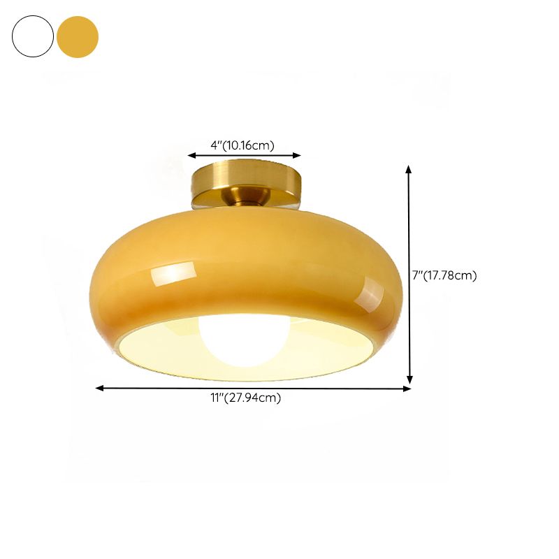 Contemporary Glass Shaded Ceiling Light Golden Flush Mount Lighting for Foyer