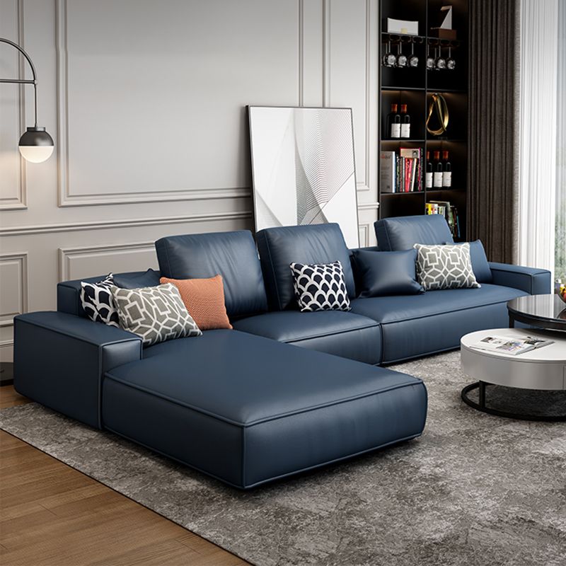 Modern Faux Leather Loose Back Sofa with Chaise Square Arm Sofa - 70.87" D