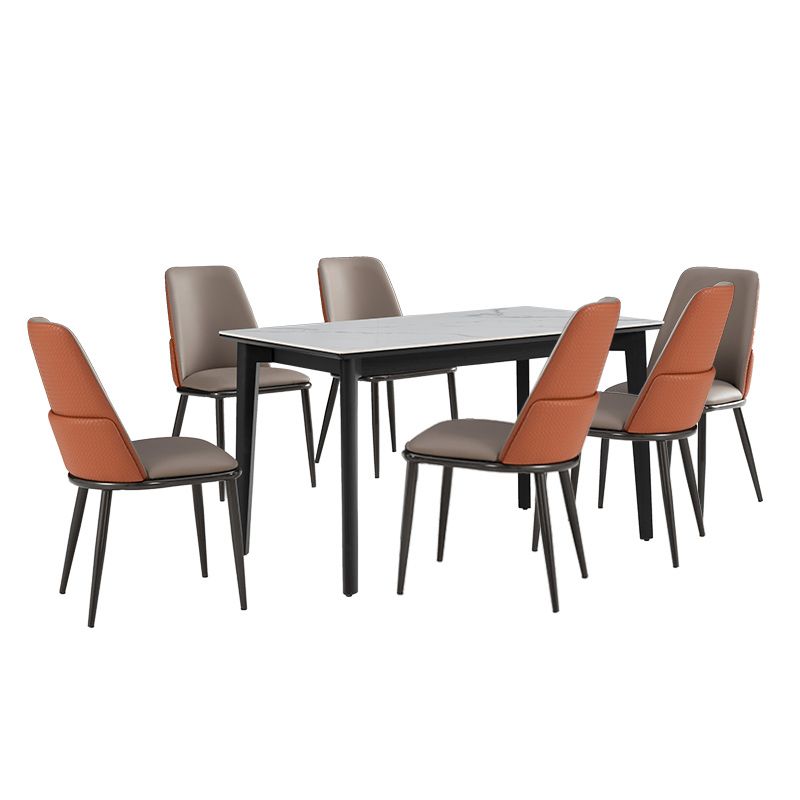 1/5/7 Pieces Modern Sintered Stone White Rectangle Dining Set for Home