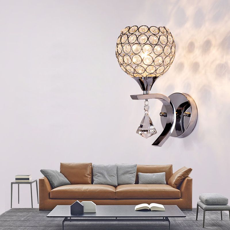 Modern Creative Crystal Disponce Light 1 Light Ball Wall Donce para el dormitorio del hotel y la cama