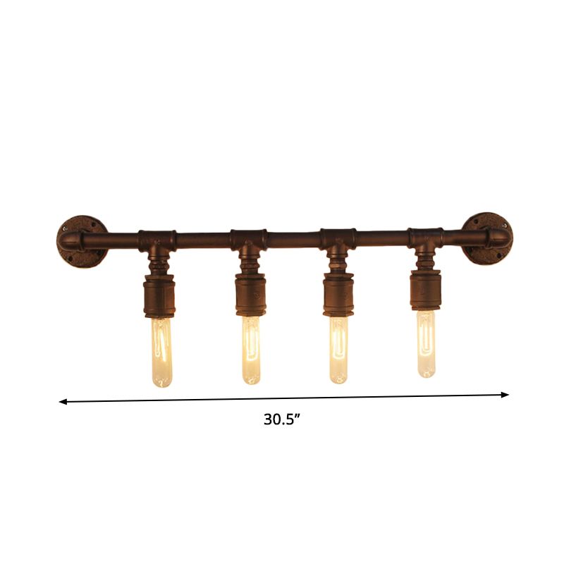 Eisen schwarzer Wand Licht gerade Rohr 2/4/6 Lampen Industrielle Wandleuchte für Wohnzimmer