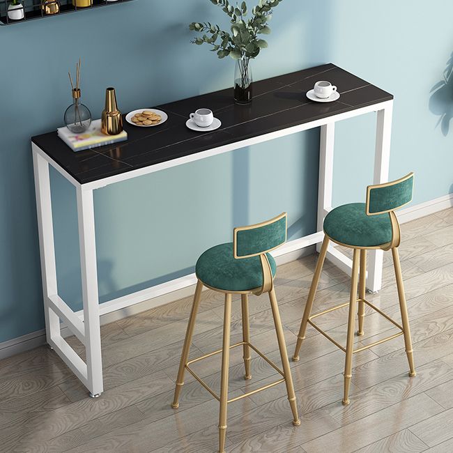 Table en marbre moderne avec table rectangle supérieure à trestle blanc noir table-41.3 "H