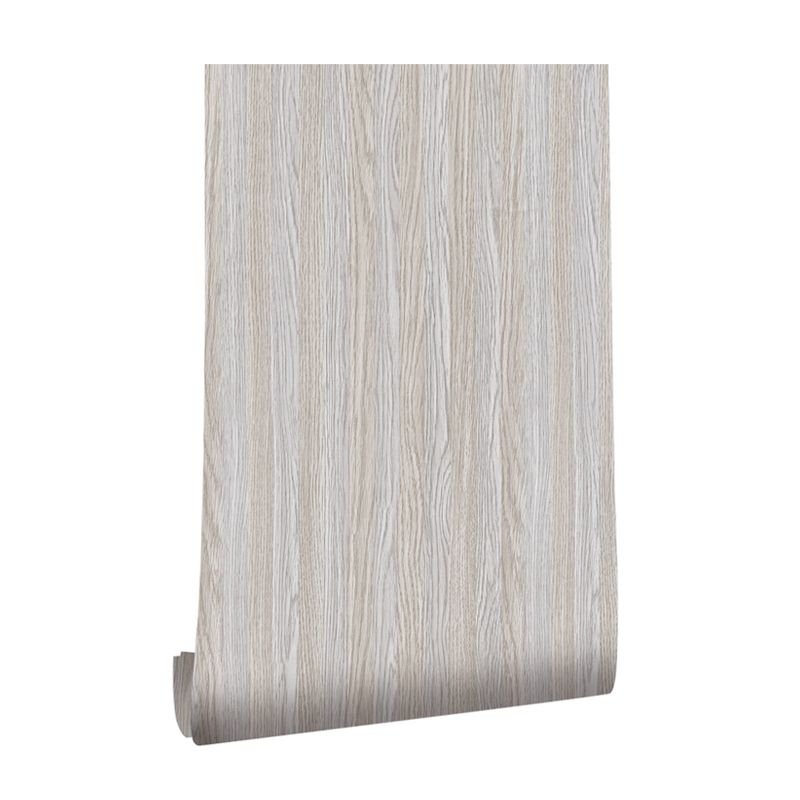 PVC Removable Adhesive Wallpaper Rural Wood Effect Wall Covering in Grey for Accent Wall