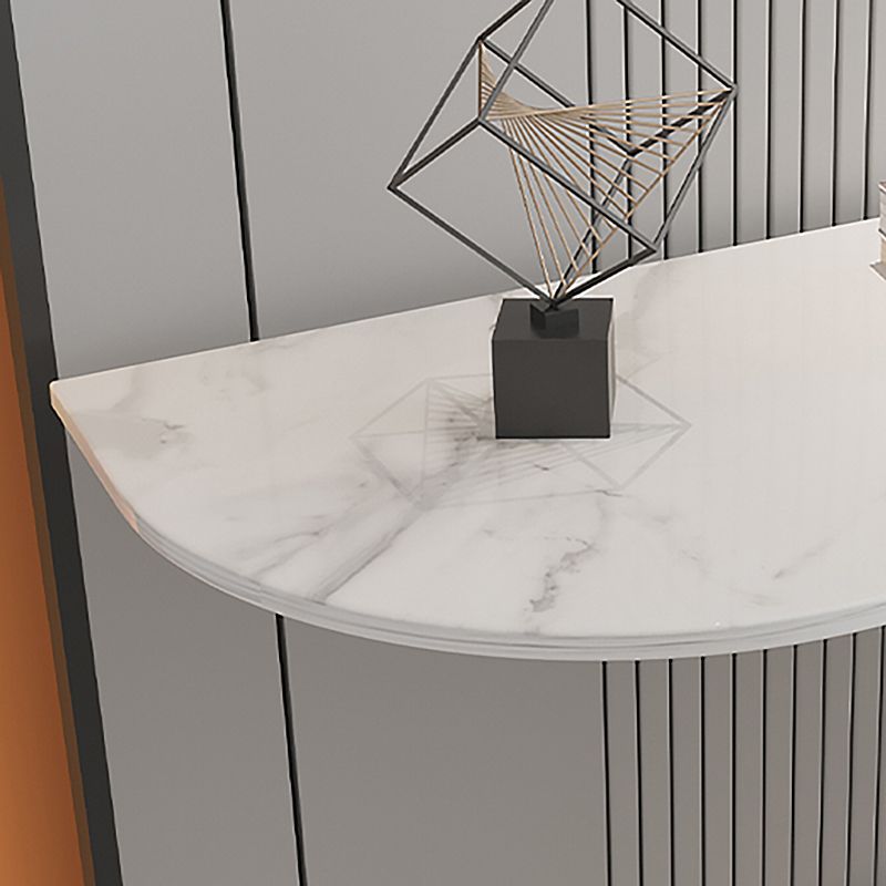 Contemporary Half Moon Top Accent Table with Golden Iron Base