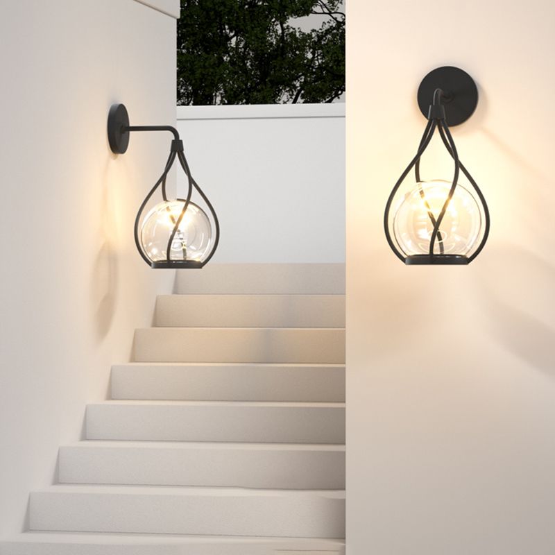 Contemporary Wall Sconce Glass Shade Wall Light Fixture for Courtyard