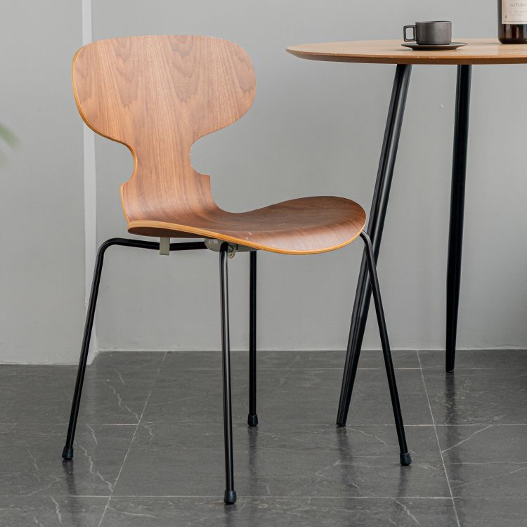 Industrial Style Metal Legs Dining Chairs Solid Back Armless Chairs for Home