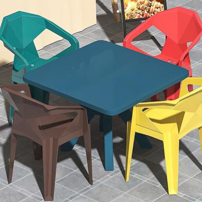 Modern Waterproof Square Courtyard Table Plastic Base Outdoor Table