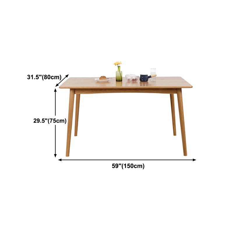 Solid Oak Dining Table Modern Rectangle Dining Table with 4 Natural Finish Legs