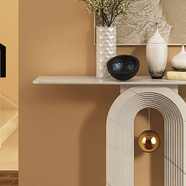 Contemporary White Console Table Rectangle Console Sofa Table for Hall