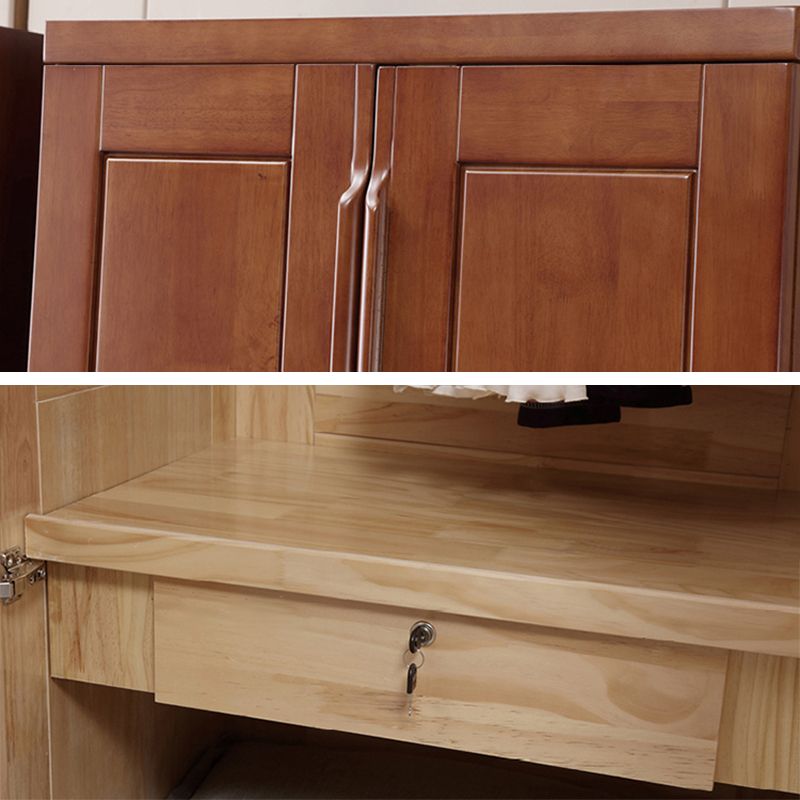 Rubberwood Wardrobe Closet with Shelves Traditional Wardrobe Cabinet