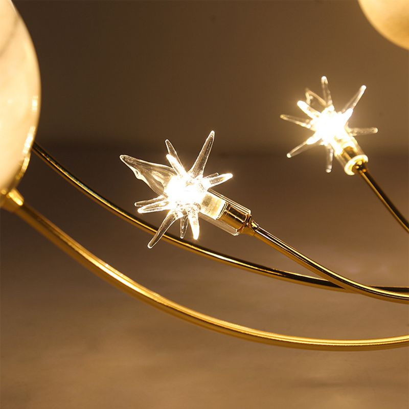 Plafonnier radial artistique moderne en fer forgé avec abat-jour en verre coloré