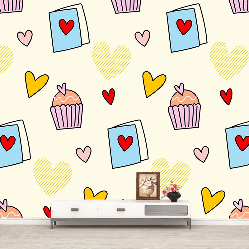 Environment Friendly Mural Wallpaper Heart Pattern Bedroom Wall Mural