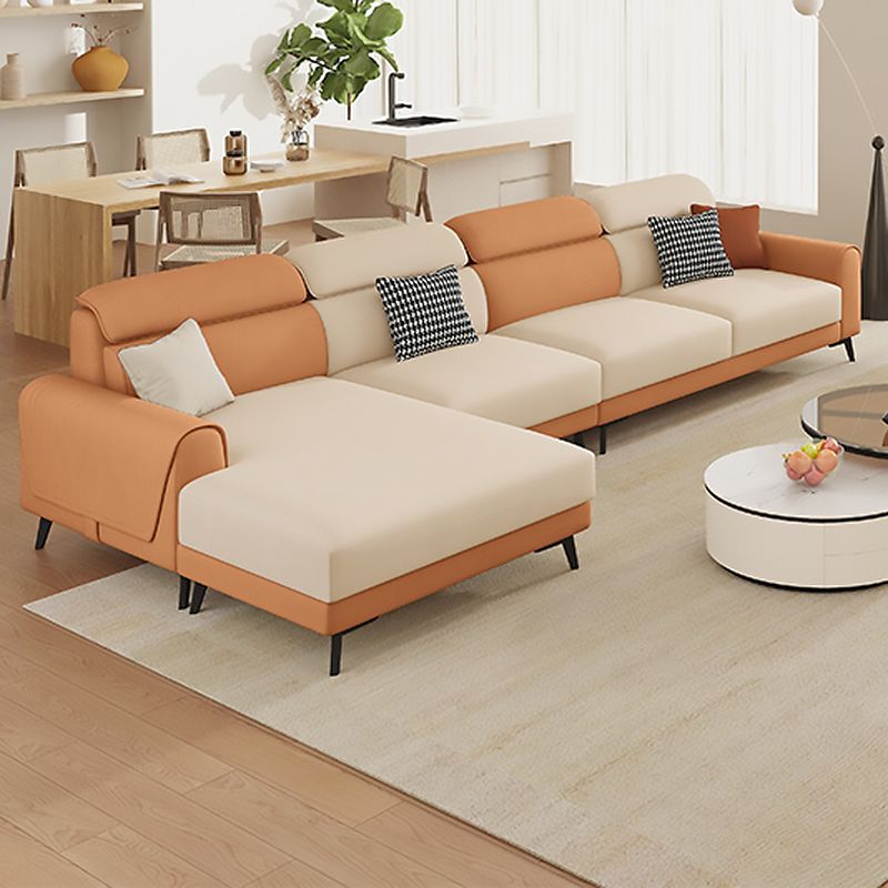 Contemporary Stain-Resistant Cream White Square Arm Faux Leather Sofa