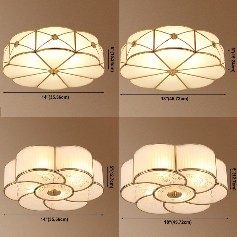 Bronze Ceiling Mount Light Fixtures Colonial Ceiling Flush Mount Lights with Glass Shade