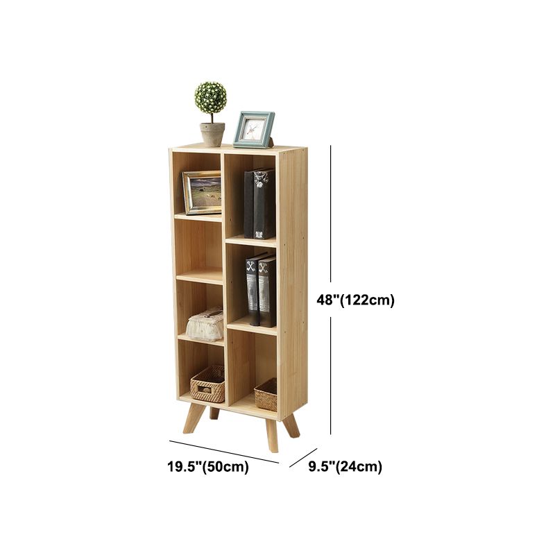 Natural Colour Wooden Standard Bookcase Contemporary Closed Back Bookshelf
