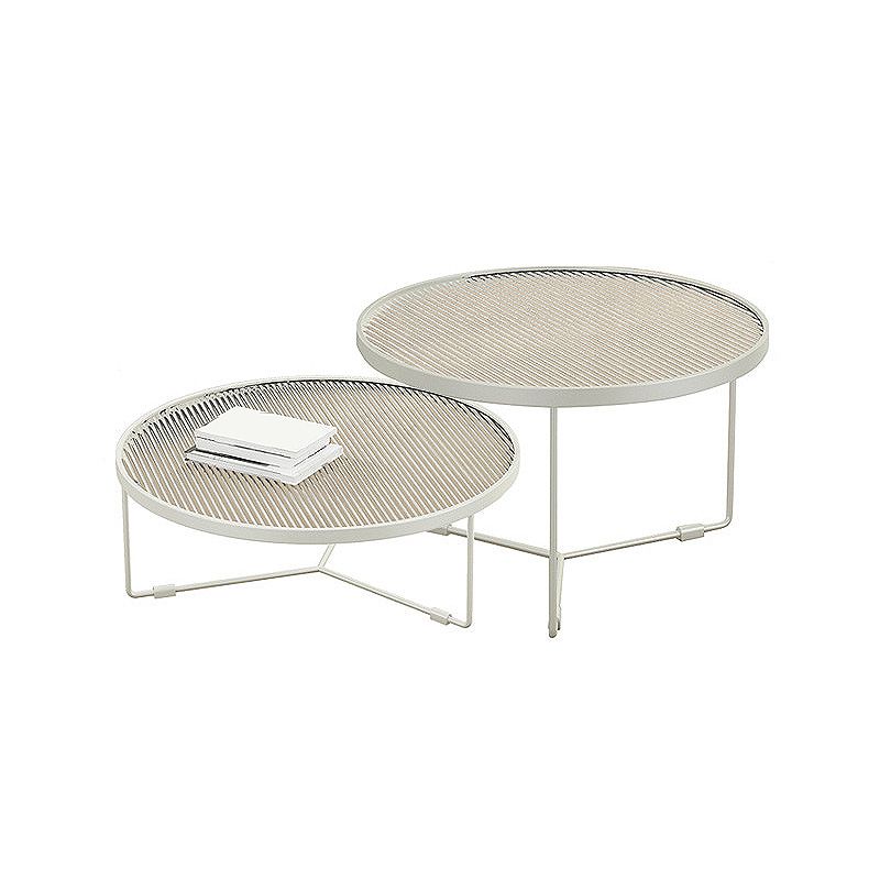 Modern Style Tempered Glass Top White/black Iron Base Round Coffee Table