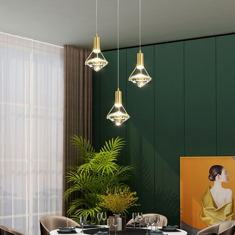Gold Contemporary Hanging Light Kit Crystal Ceiling Light for Dining Room