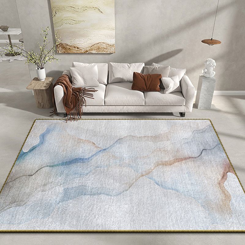 Gray Indoor Rug Trendy Polyester Area Rug Stain Resistant Carpet for Living Room